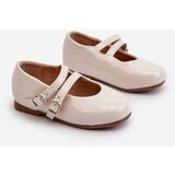 Boto Beige Patent Leather Children's Ballerina Flats with Straps Margenis | Shoptok.si