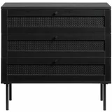 Unique Furniture Crna niska komoda u dekoru hrasta 80x75 cm Pensacola -