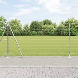 vidaXL evropska ograja s 13 prirubnimi stebri 1.2x25 m cinkano jeklo | Shoptok.si