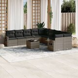 vidaXL 11-dijelni set vrtnih sofa od poliratana s jastucima sivi | shoptok.hr