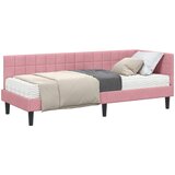 vidaXL Kutni krevetni okvir s madracem s uzglavljem 2 pcs Siva Baršun - Ružičasta 80 x 200 cm | shoptok.hr