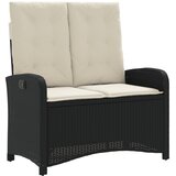  2-dijelni vrtni blagovaonski set s jastucima od poliratana crni Crna Dužina stola 110 cm | shoptok.hr