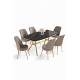 Hanah home Set trpezarijskog stola i stolica (7 delova) Lena Black Marble Gold Cappuccino | Eponuda.com