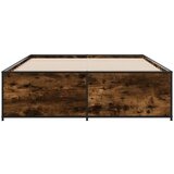 vidaXL Posteljni okvir dimljeni hrast 120x190 cm inž. les in kovina, (21128335) | Shoptok.si