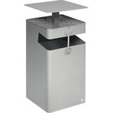 VAR Zbiralnik odpadkov/pepelnik, s strešico, prostornina 72 l, srebrne barve | Shoptok.si