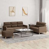  3-dijelni set sofa s jastucima smeđi od tkanine Cijene