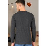 Dewberry T8587 V-NECK MEN'S LONG SLEEVE T-SHIRT-ANTHRACITE-2 | Shoptok.si