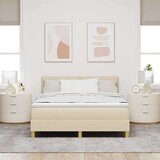  LED Box Spring Krevet s madracem Krema 160 x 200 cm tkanina | shoptok.hr