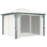 vidaXL Paviljon z zaveso 300x300 cm krem aluminij | Shoptok.si