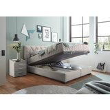 MID.YOU POSTELJA Z VZMETNICO 160 cm x 200 cm , tekstil, leseni material bež | Shoptok.si