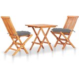 vidaXL 3-dijelni bistro set sa sivim jastucima od masivne tikovine Cijene