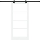 vidaXL Drsna vrata z montažnim kompletom bela 93x202 cm trdi bor, Notranja vrata z steklom 'ORKDAL'bela 93x202x4 cm | Shoptok.si
