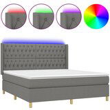 Maison Chic Box spring postelja - Vzmetna postelja z vzmetnico LED temno siva 160x200 cm blago SL3241, (21901833) | Shoptok.si