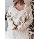 DStreet Sweter damski RIBBLOOM w kokardki ciemnobeżowy | shoptok.hr