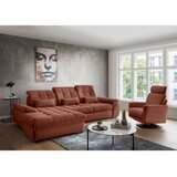 Livetastic KOTNA SEDEŽNA GARNITURA, rebrasti žamet barve korale | Shoptok.si