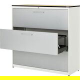 mauser Predalnik za obešalne mape, plošča s polnim jedrom iz HPL, 3 predali, 3 vrste, z blažilnikom, čista bela / aluminijasto siva / javor | Shoptok.si