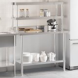 vidaXL Kuhinjska delovna miza s polico 110x55x150 cm nerjaveče jeklo | Shoptok.si