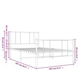  Metalni okvir kreveta uzglavlje i podnožje bijeli 100x200 cm | shoptok.hr