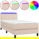 vidaXL Krevet box spring madrac LED cappuccino 90x190cm umjetna koža | shoptok.hr