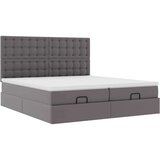 vidaXL Otomanski posteljni okvir z vzmetnicami siv 180x200cm um. usnje | Shoptok.si