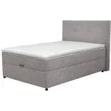 POSTELJA Z VZMETNICO 140 cm x 200 cm , les, tekstil, leseni material siva