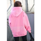 Madmext Mad Girls Pink Printed Oversized Sweatshirt Cene