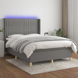 Krevet box spring s madracem LED tamnosivi 140x200 cm tkanina | Eponuda.com