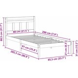  Krevetna konstrukcija Bijelo 80 x 200 cm Čvrsto borovo drvo | shoptok.hr