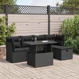  6-dijelni set vrtnih sofa s jastucima crni od poliratana Cijene