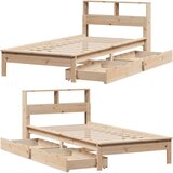 vidaXL Knjižna postelja brez vzmetnice bela 75x190 cm trdna borovina | Shoptok.si