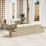vidaXL 8-delni set vrtne garniture z blazinami Bež PE Ratan | Shoptok.si