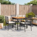  3-dijelni vrtni blagovaonski set s jastucima od poliratana crni Crna 80 cm table length | shoptok.hr