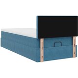 vidaXL Otomanski posteljni okvir z vzmetnico moder 90x200 cm žamet | Shoptok.si