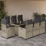 vidaXL 9-dijelni vrtni blagovaonski set od poliratana s jastucima sivi | shoptok.hr