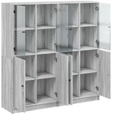  Regal za knjige s vratima boja hrasta 136x37x142 cm drveni Siva | Shoptok.si