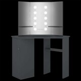vidaXL Kotna mizica za ličenje z LED lučkami siva 111x54x141,5 cm | Shoptok.si