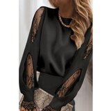 Fenzy Elegantna Bluza Z Vstavki Čipke Senternada, Črna cene