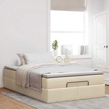  Otomanski okvir kreveta s madraca krem 120x190 cm od tkanine | shoptok.hr