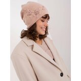 Fashion Hunters Dusty pink winter hat with embroidery Cene