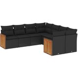  The Living Store Vrtna sedežna garnitura 8-delna z blazinami črn poli ratan - Vrtna Sedežna Garniture, (21461792) | Shoptok.si
