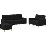  3-dijelni set sofa s jastucima crni od tkanine | shoptok.hr