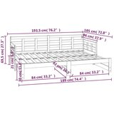  Izvlečna dnevna postelja trdna borovina 2x(90x190) cm, (20787878) | Shoptok.si
