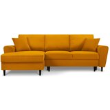 Cosmopolitan Design Gorčično rumena raztegljiva kotna sedežna garnitura s prostorom za shranjevanje iz rebrastega žameta (levi kot/z ležalnikom) Kyoto – | Shoptok.si