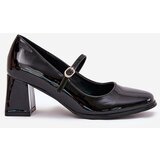 Boto Lacquered Heels On A Block With Strap And Buckle Black Tammirea | Shoptok.si