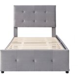 Lumor Vzglavnik oblazinjen iz žameta 90x200 cm - Enostavna postelja z 2 predali in lesenimi letvicami - Siva, (22155684) | Shoptok.si