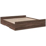 vidaXL Posteljni okvir s predali rjavi hrast 200x200 cm inženirski les, (21128229) Cene