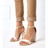 Gemre Beige high block heel sandals Rive Cene