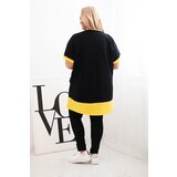 Kesi Włoski Plus Size women's tunic with floral pattern and decorative pearls yellow | shoptok.hr