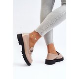VINCEZA Women's Patent Leather Loafers with Flat Heel Beige Ezoma | shoptok.hr