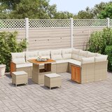 vidaXL 12-dijelni vrtni set sofa s jastučićima Bež Poly ratan akacija | shoptok.hr
